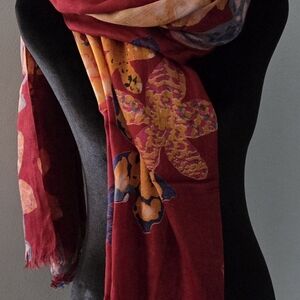 Floral Red Scarf
